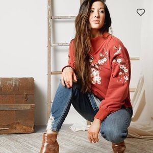 Floral embroidered sweater